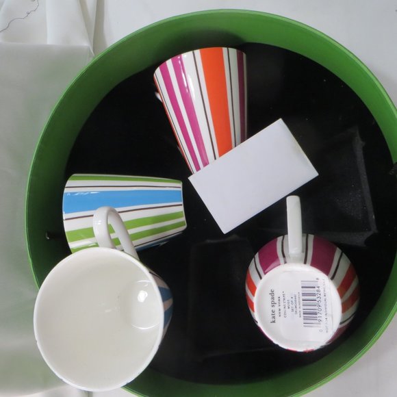 Kate Spade Collins Stripe Mugs Set of 4 - Picture 5 of 8